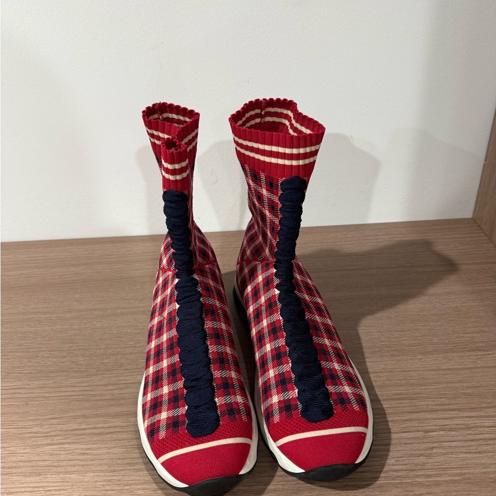 Fendi Red and Black Boots with Waterproof Design